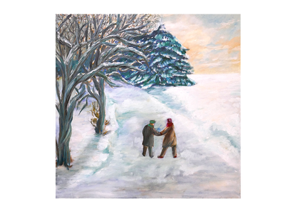Snow Walk Couple - 50x50
